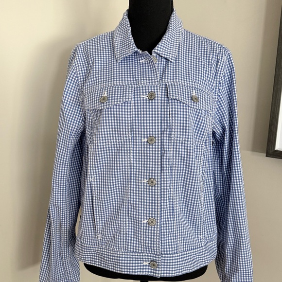 Talbots Blue Gingham Women's Jacket - Picture 3 of 10